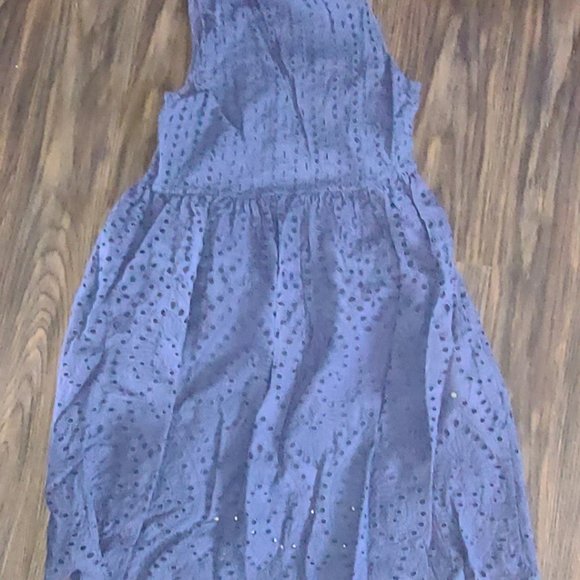 SUNDANCE 100% Cotton Navy Blue Eyelet Sleeveless Dress (SIZE PS) - Picture 4 of 8